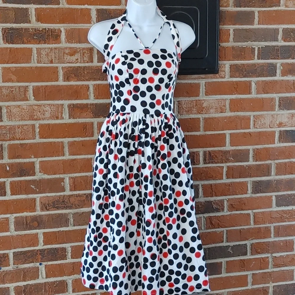 Tatyana Ping Pong Dot Halter Dress Size S (1025) - Picture 1 of 10